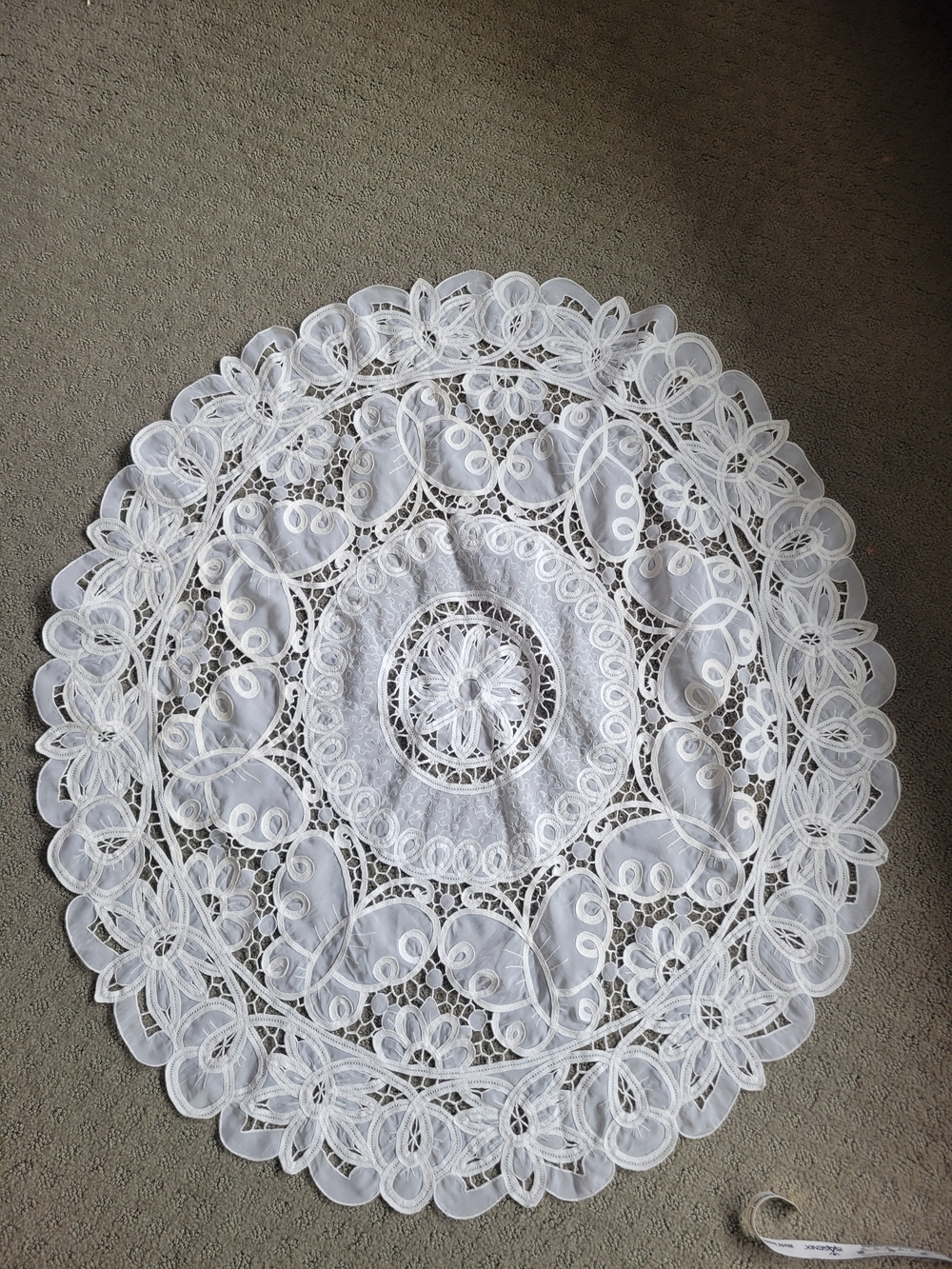 White Lace Round Tablecloth - Elegant Crochet Design